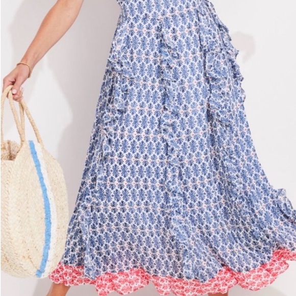 EUC Vineyard Vines Blue and Red Midi Dress - Picture 2 of 6